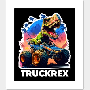 T-Rex Truck, Monster Truck - 4 Posters and Art